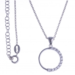 Collier argent rhodié 4,1g - zircons - 38+5cm