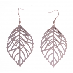 Boucles d'oreille acier rosé - "feuilles"