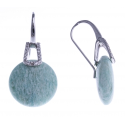 Boucles d'oreille argent rhodié 2,9g - amazonite - zircons