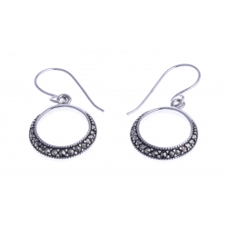 Boucles d'oreille argent rhodié 4,8g - marcassites