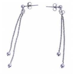 Boucles d'oreille argent rhodié 2,4g - "2 fils" - "pendantes 4,5cm