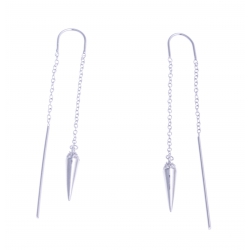 Boucles d'oreille argent rhodié 2,2g - zircons chaine avant 3cm