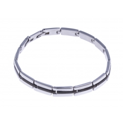 Bracelet acier homme - 2 tons - noir et blanc - 23cm