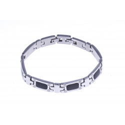 Bracelet acier homme - fibre de carbone - 23cm