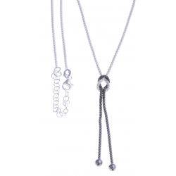 Collier argent rhodié 4,3g - "n?ud" - 2 tons noir et blanc - 40+4cm