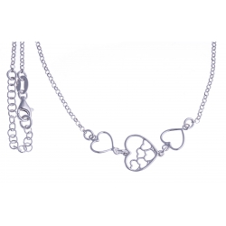 Collier argent rhodié 4,1g - "coeurs" - 40+4cm