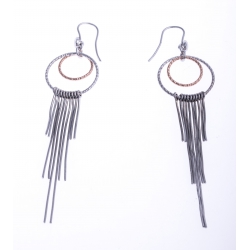 Boucles d'oreille argent rhodié 8,7g - 2 tons - rosé et rhodié