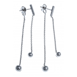 Boucles d'oreille en argent rhodié 3,6g - chaines avant 4,5 cm / arriere 5,5 cm