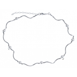 Collier argent rhodié 9g - torsadé - perles de swarovski - 35+5