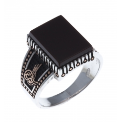 Bague argent rhodié 6g - homme - 3 tons - imitation AKIK MARRON - T 60 à 70