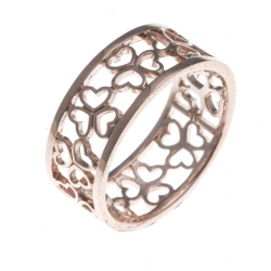 Bague argent rhodié  rosé 2,6g - cœurs - T50 à 60