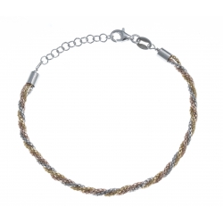 Bracelet argent rhodié 3,7g - 3 tons blanc - rosé - doré -  17+3cm