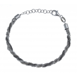 Bracelet en argent rhodié 4,7g - 2 tons blanc - noir - 17+3 cm