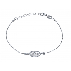 Bracelet argent rhodié 1,8g - ovale filigrané - 17+3cm