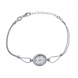 Bracelet argent rhodié 3,1g - rond filigranée - 17+3cm