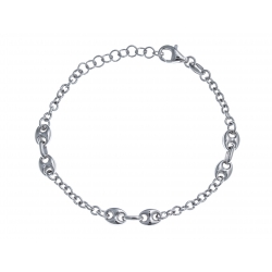 Bracelet argent rhodié 4,5g - grains de café -  17+3cm