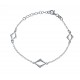 Bracelet argent rhodié 2,6g - 3 losanges - 17+3cm