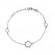 Bracelet argent rhodié 2,4g - 3 fleurs - 17+3cm