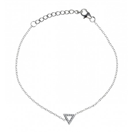 Bracelet argent rhodié 1,2g- triangle - zircons - 17+3cm