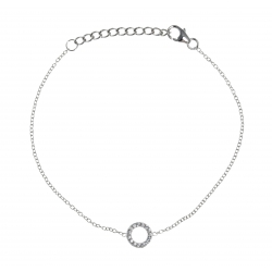 Bracelet argent rhodié 1,2g- rond - zircons - 17+3cm