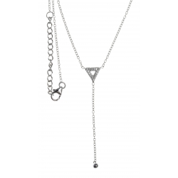 Collier argent rhodié 2g - triangle - zircons - 40+4cm