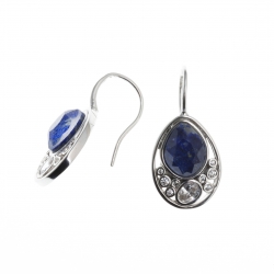 Boucles d'oreille argent rhodié 4g- zircons - lapis