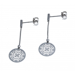 Boucles d'oreille argent rhodié 1,3g - rond filigrané - fil 2cm