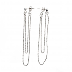 Boucles d'oreille argent rhodié 4g  2 fils longueur max 7cm