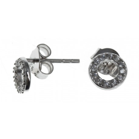 Boucles d'oreille argent rhodié 0,7g - rond - zircons