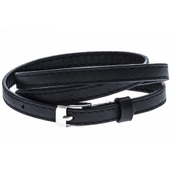 Bracelet acier cuir noir - 3 rangs de 0,8cm réglable