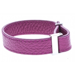 Bracelet acier cuir rose - largeur 1cm - longueur 22cm