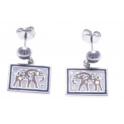 Boucles d'oreille acier - nacre - email