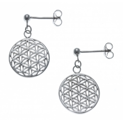 Boucles d'oreille argent rhodié 3,6g - "fleur de vie"