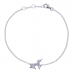 Bracelet argent rhodié 1,1g - licorne - zircons - 17+1+1+cm