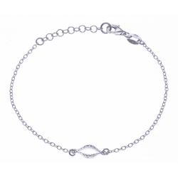 Bracelet argent rhodié 1,9g - ovale - zircons - 17+3cm