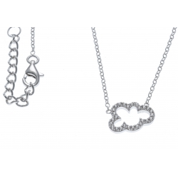 Collier argent rhodié 2g - nuage - zircons - 42+3cm