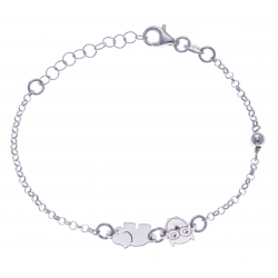 Bracelet argent rhodié 2,1g - enfant - chouette et éléphant - 14+3cm