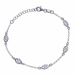 Bracelet argent rhodié 2,7g - formes filigranés - 17+3cm