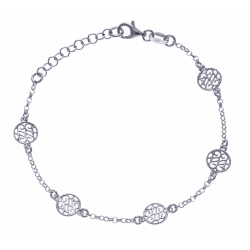 Bracelet argent rhodié 2,7g - ronds filigranés - 17+3cm