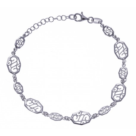 Bracelet argent rhodié 3,8g - filigranés - 17+3cm