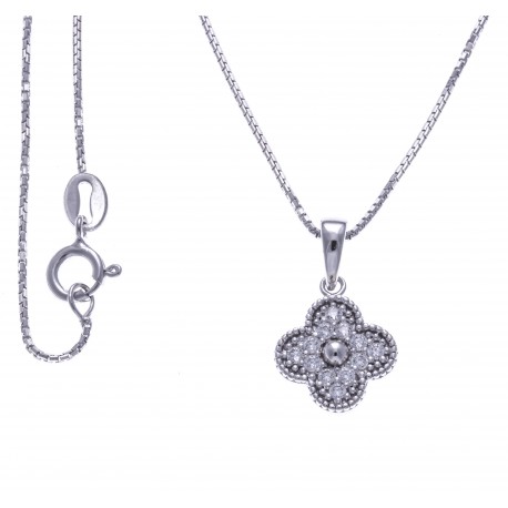 Collier argent rhodié 3,8g - zircons - 40cm