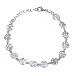 Bracelet argent rhodié 4g - ronds filigranés - 17+3cm