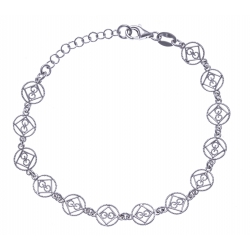 Bracelet argent rhodié 4g - ronds filigranés - 17+3cm