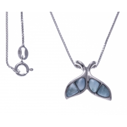 Collier argent rhodié 4,4g - larimar - dauphin - 40 cm