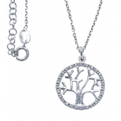 Collier argent rhodié 4,4g - arbre de vie - diam. 20mm - 38+5cm