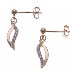 Boucles d'oreille plaqué or - vague - zircons