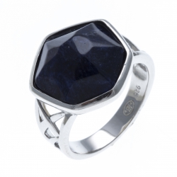 Bague argent rhodié 6g - sodalite - T52 à 60