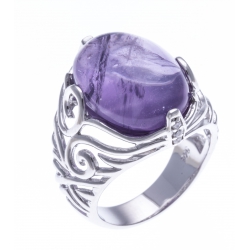 Bague argent rhodié 8,5g - améthyste - zircons - T52 à 60