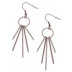 Boucles d'oreille acier café - batons - hauteur 6cm