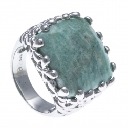 Bague argent rhodié 8,1g - amazonite - T52 à 60